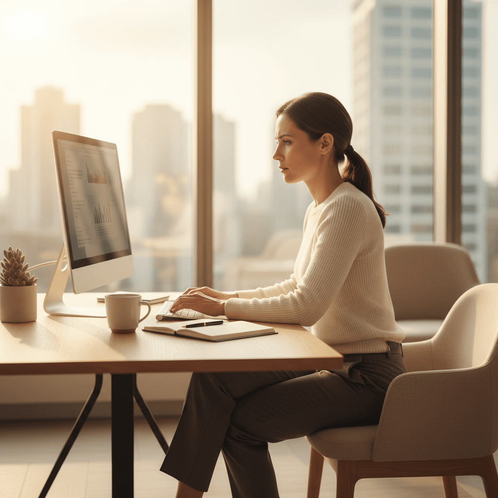 Professional reviewing meeting schedule and calendar